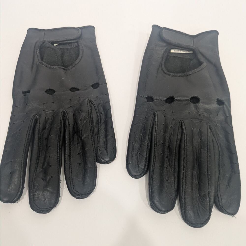 First Manufacturing Co Black Leather Driving Gloves Mens Large Moto Cafe Racer L